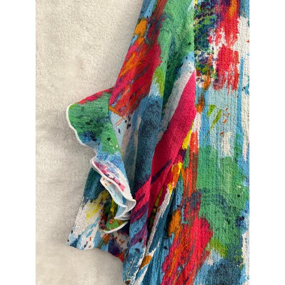 Ali Miles Ruffle Flowy Colorful Top M Festival Artsy Texture - Picture 4 of 9